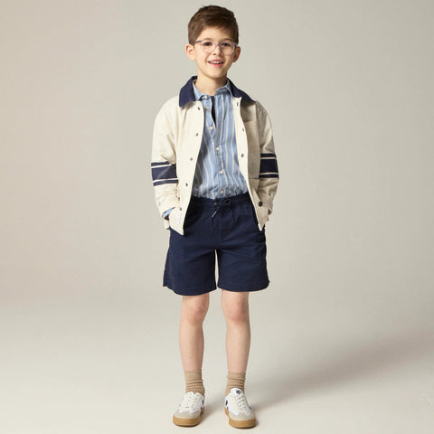 Boys' knee-length pull-on short in stretch chino