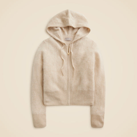 Brushed cashmere zip-up sweatshirt