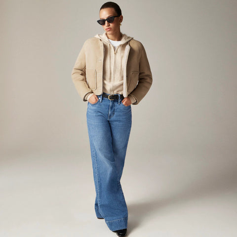 Brushed cashmere zip-up sweatshirt