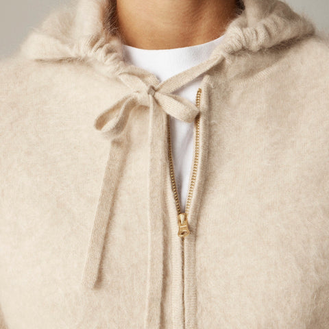 Brushed cashmere zip-up sweatshirt