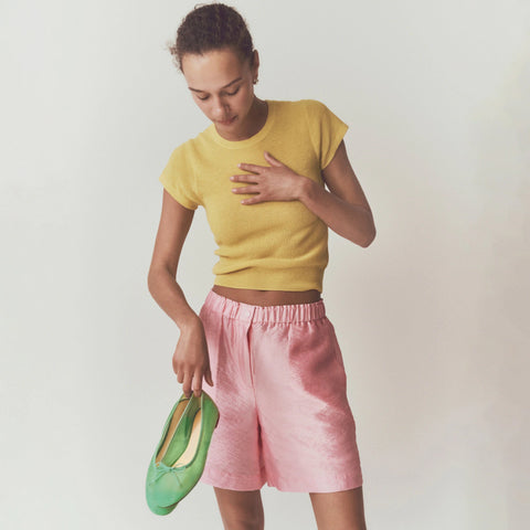 Ribbed featherweight cashmere T-shirt