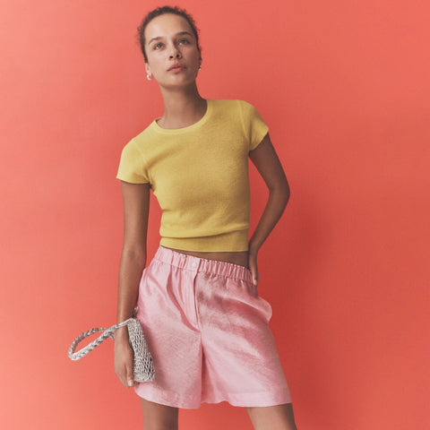 Ribbed featherweight cashmere T-shirt