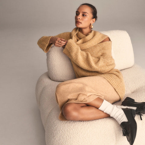 Pullover sweater with scarf