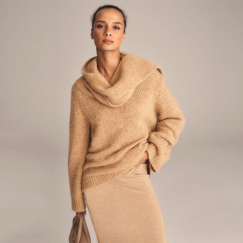 Pullover sweater with scarf