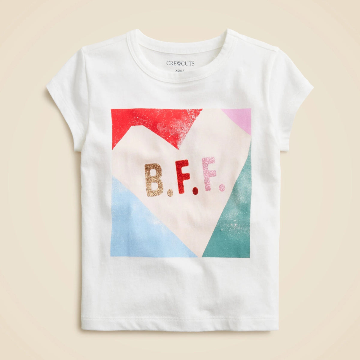 Girls' "bff" graphic T-shirt with glitter