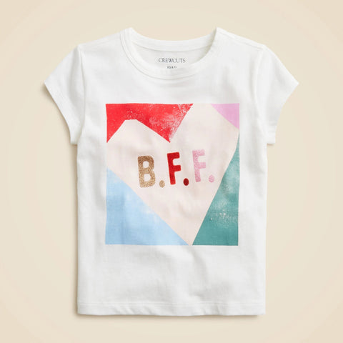Girls' "bff" graphic T-shirt with glitter