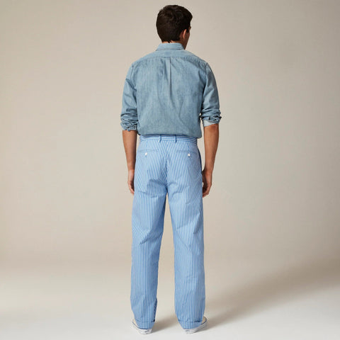 Relaxed-fit double-pleated cotton poplin chino pant