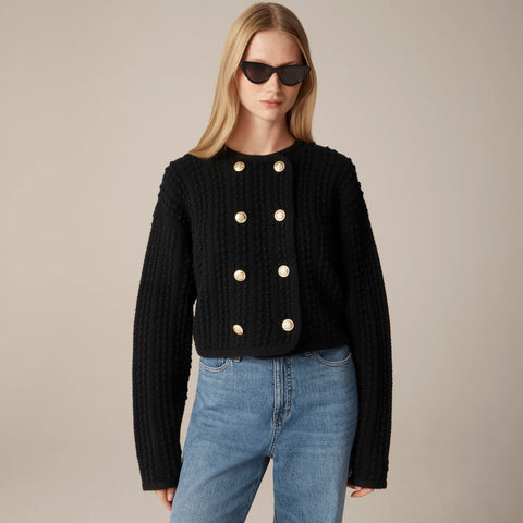 Double-breasted sweater-jacket