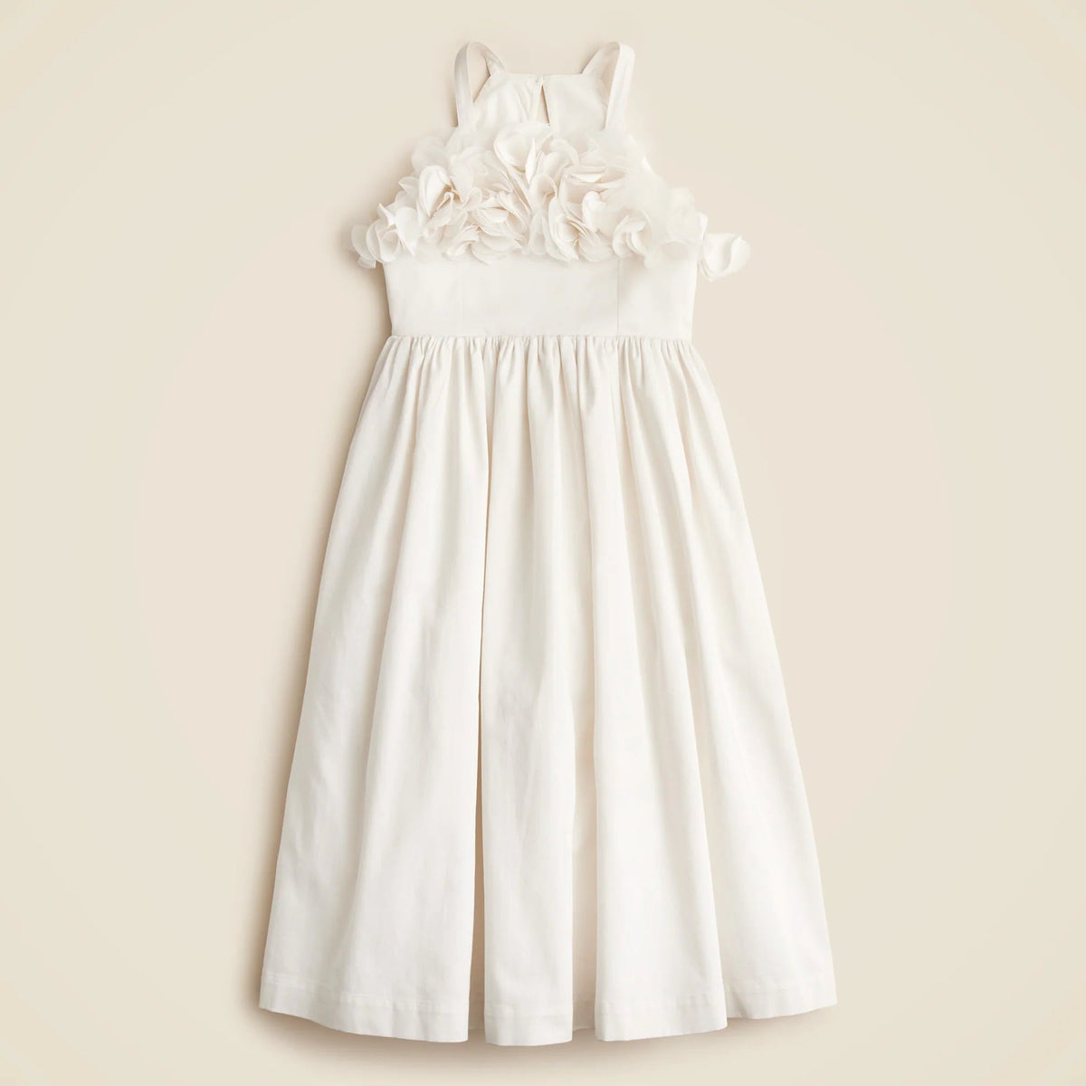 Girls' floral appliqué midi dress in sateen cotton