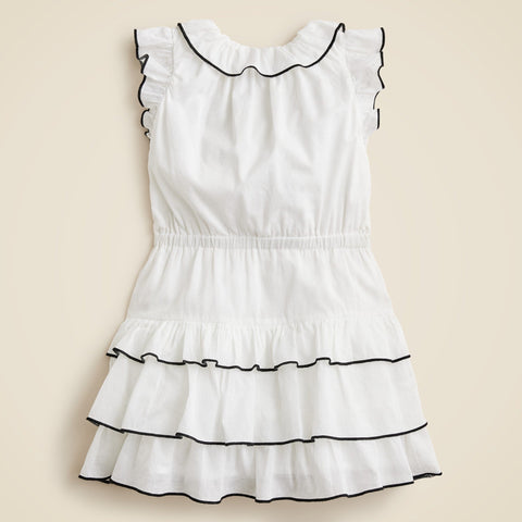 Girls' rosette ruffle-trim dress