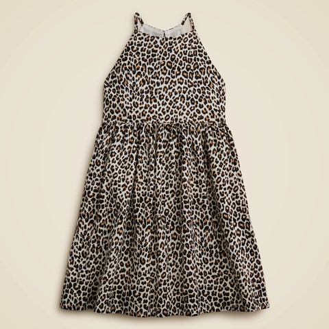 Girls' halter dress in linen-cotton blend