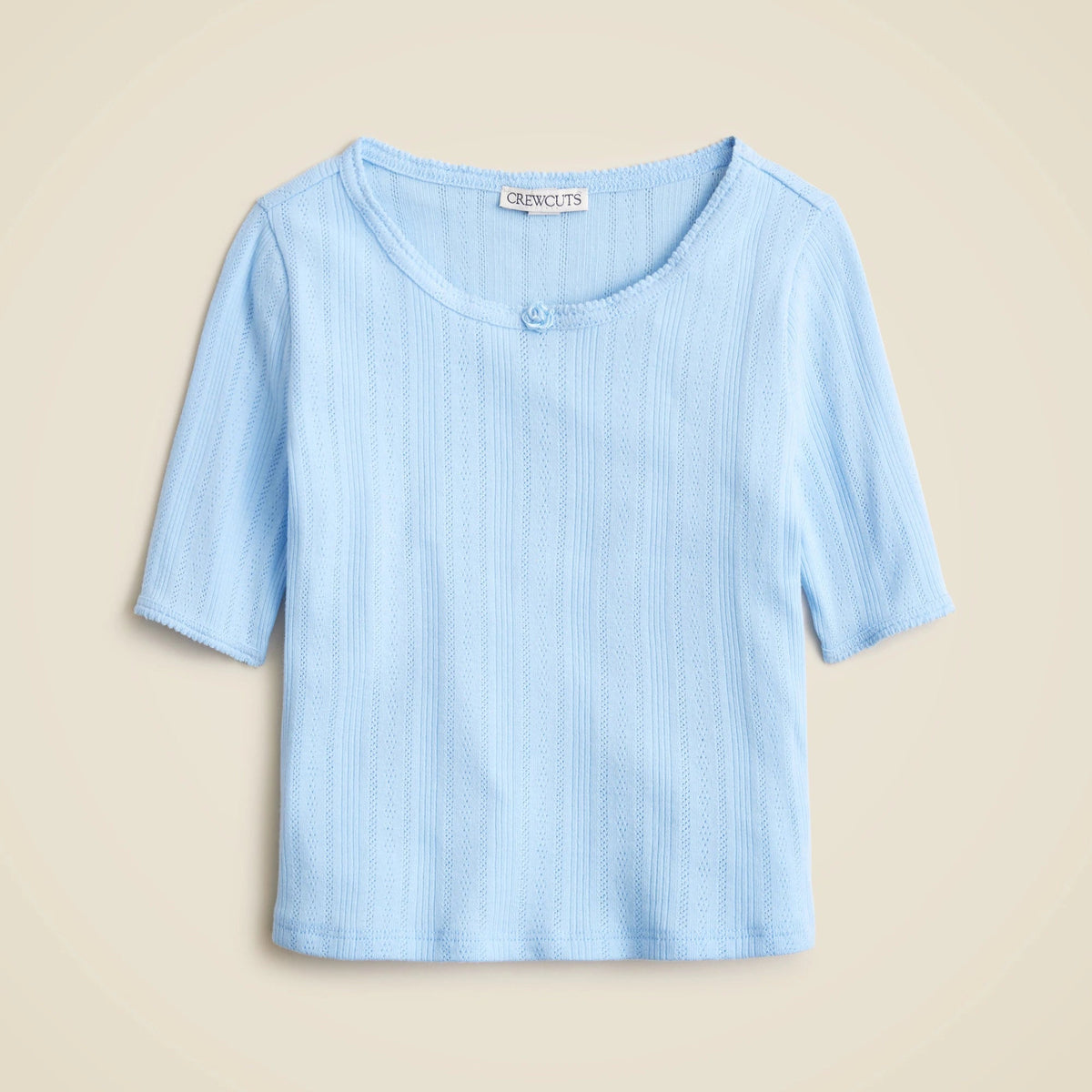 Girls' short-sleeve pointelle T-shirt