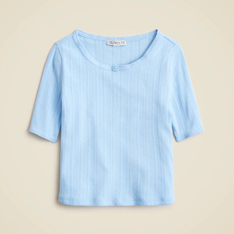 Girls' short-sleeve pointelle T-shirt