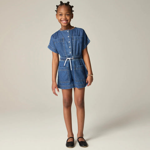 Girls' chambray romper