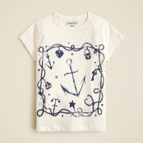 Girls' short-sleeve anchor graphic T-shirt