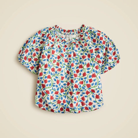 Girls' bubble-hem top in floral