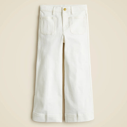 Girls' Sailor stretch denim trouser in white