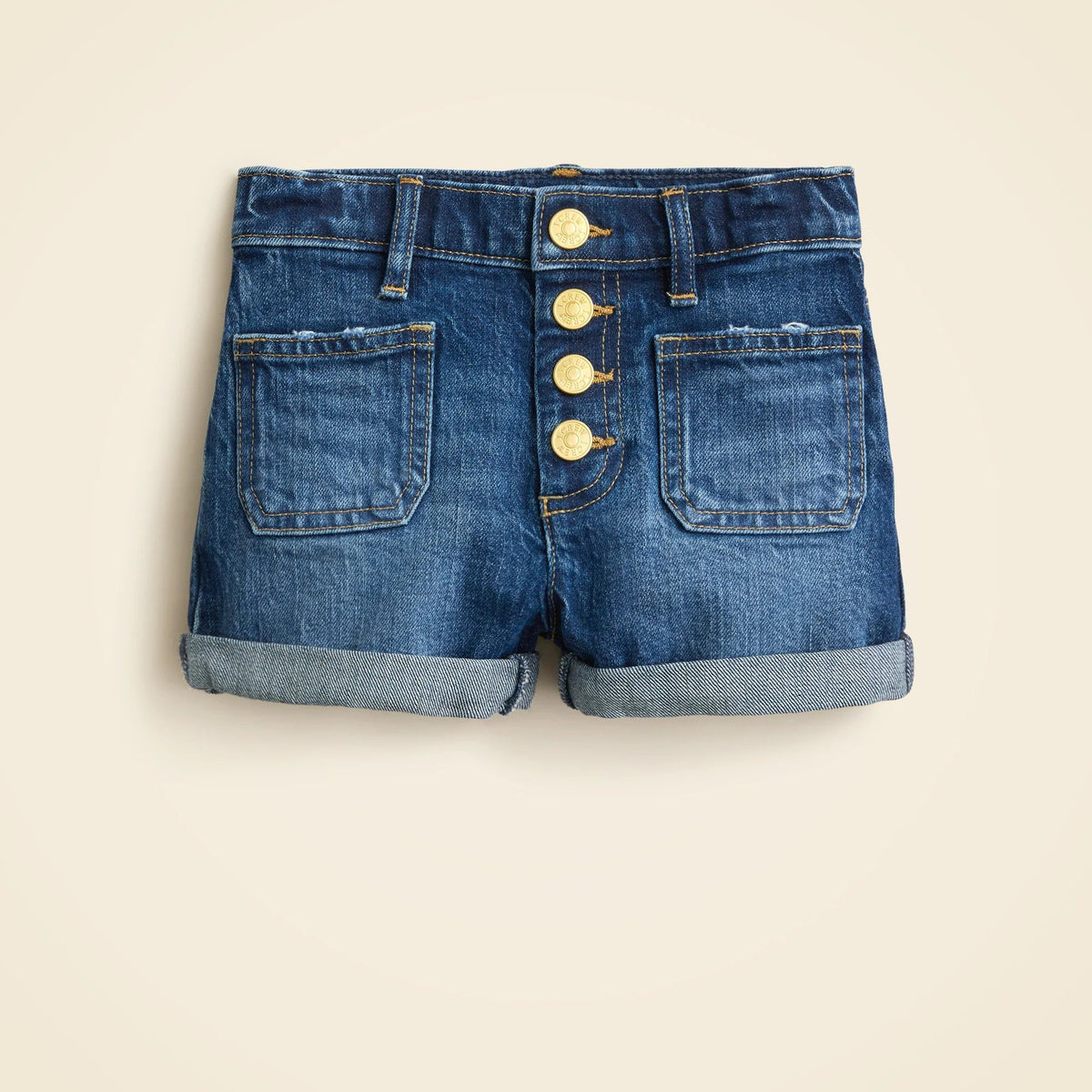 Girls' patch-pocket denim short