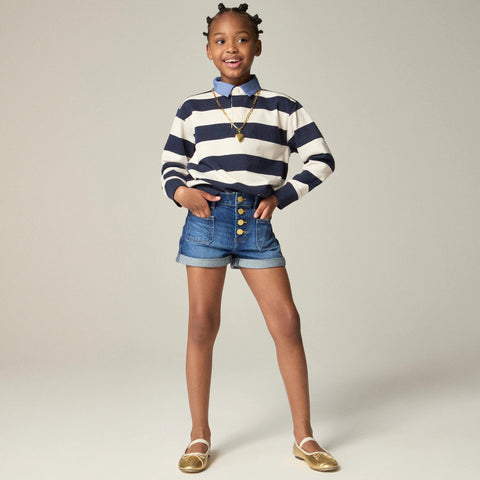 Girls' patch-pocket denim short