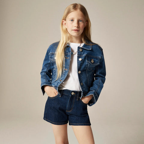 Girls' high-rise denim short in dahlia wash