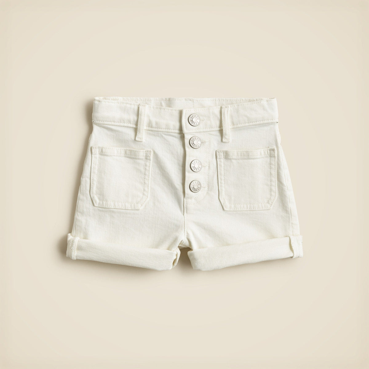 Girls' patch-pocket denim short in white