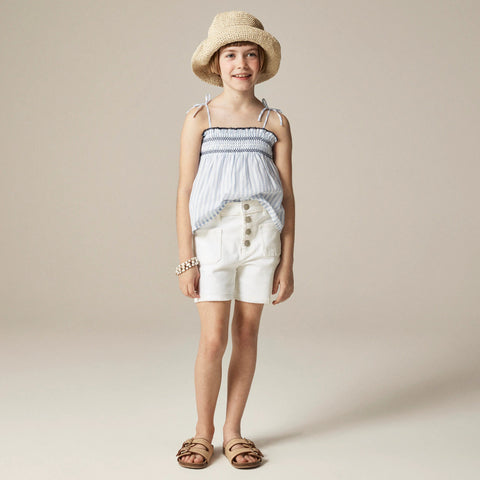 Girls' patch-pocket denim short in white