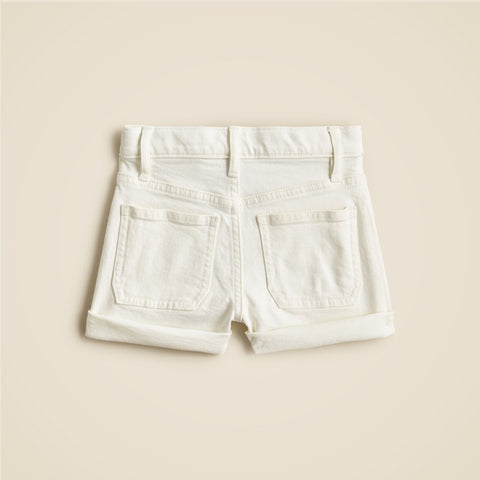 Girls' patch-pocket denim short in white