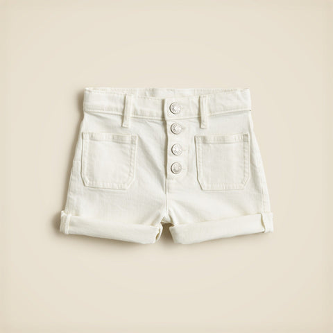 Girls' patch-pocket denim short in white