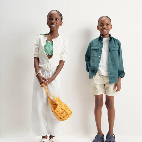 Girls' Soleil pant in linen-cotton blend