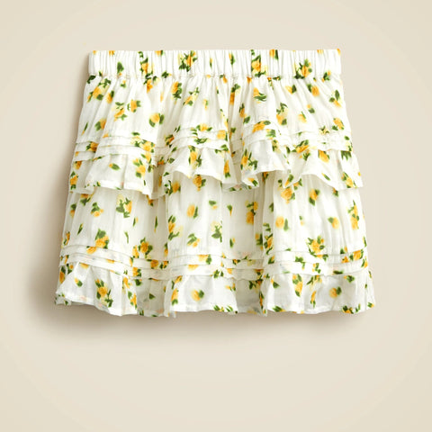 Girls' tiered ruffle skirt in blurry rose print