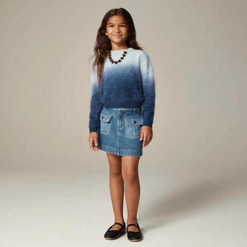 Girls' drapey denim patch-pocket skirt