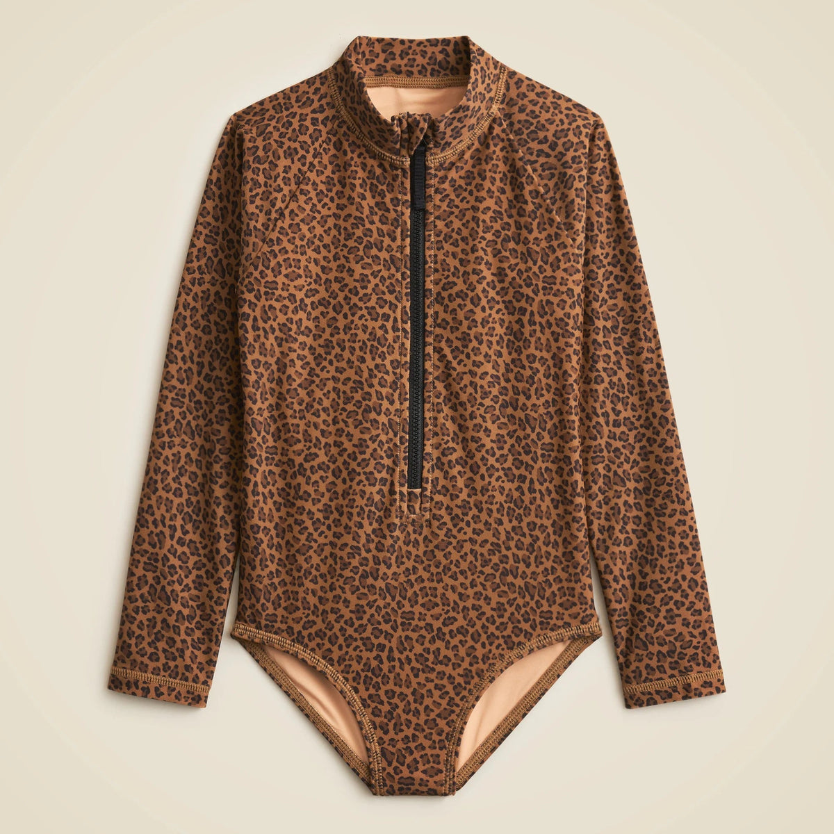 Girls' zip-up rash guard one-piece