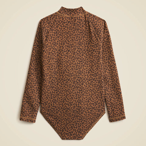 Girls' zip-up rash guard one-piece