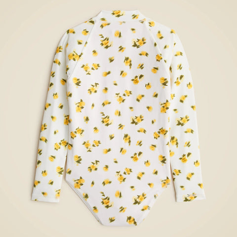 Girls' zip-up rash guard one-piece