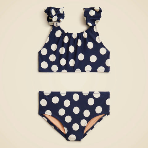 Girls' puff-sleeve two-piece swimsuit