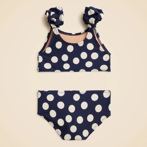 Girls' puff-sleeve two-piece swimsuit