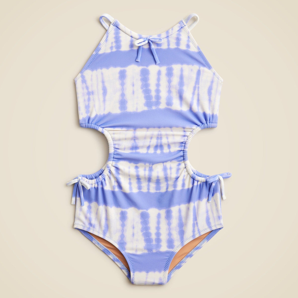 Girls' side-cutout one-piece swimsuit