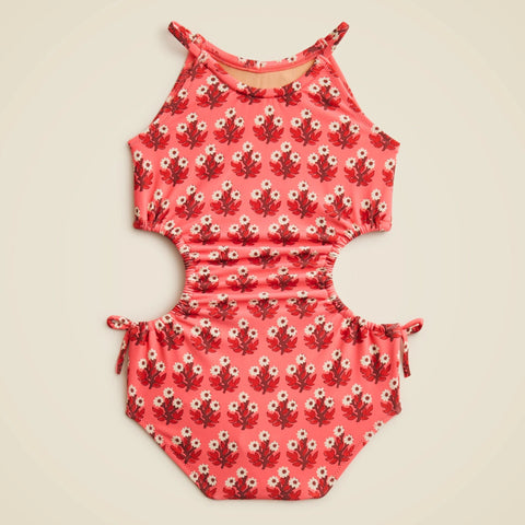 Girls' side-cutout one-piece swimsuit
