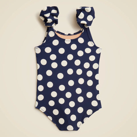 Girls' puff-sleeve one-piece swimsuit