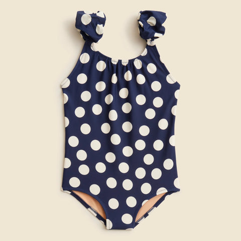 Girls' puff-sleeve one-piece swimsuit