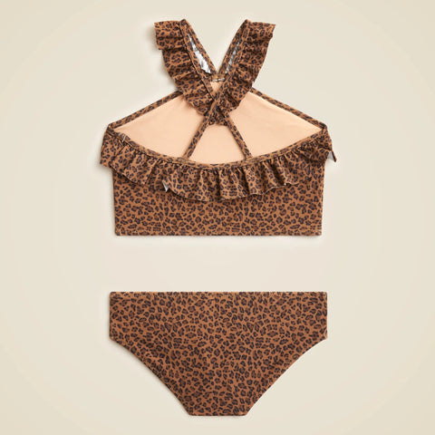 Girls' ruffle halter-neck two-piece swimsuit