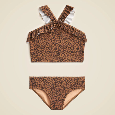 Girls' ruffle halter-neck two-piece swimsuit