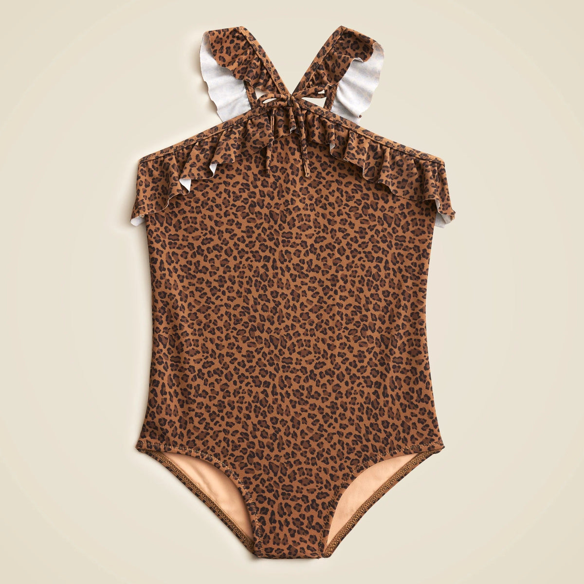 Girls' ruffle halter-neck one-piece swimsuit