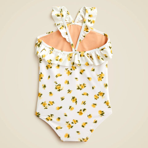 Girls' ruffle halter-neck one-piece swimsuit