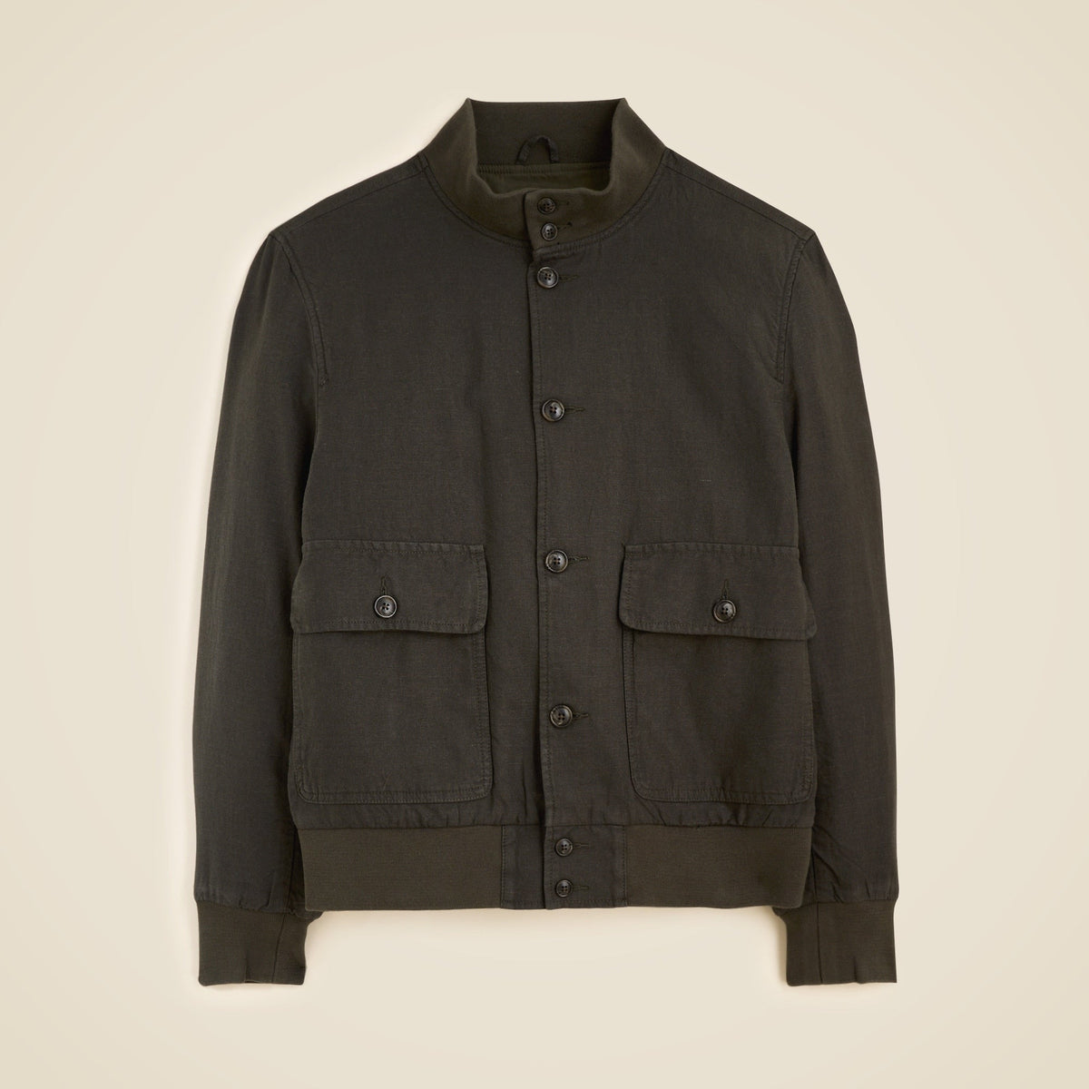 Flight jacket in linen-cotton blend