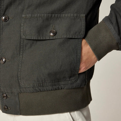 Flight jacket in linen-cotton blend