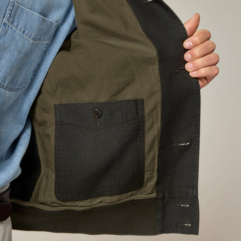 Flight jacket in linen-cotton blend