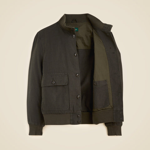 Flight jacket in linen-cotton blend