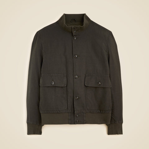 Flight jacket in linen-cotton blend
