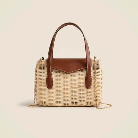 Small rattan top-handle bag